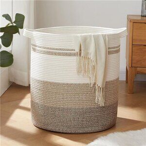 80L Laundry Baskets Hamper with Handles,Decorative Basket for Living room,Woven